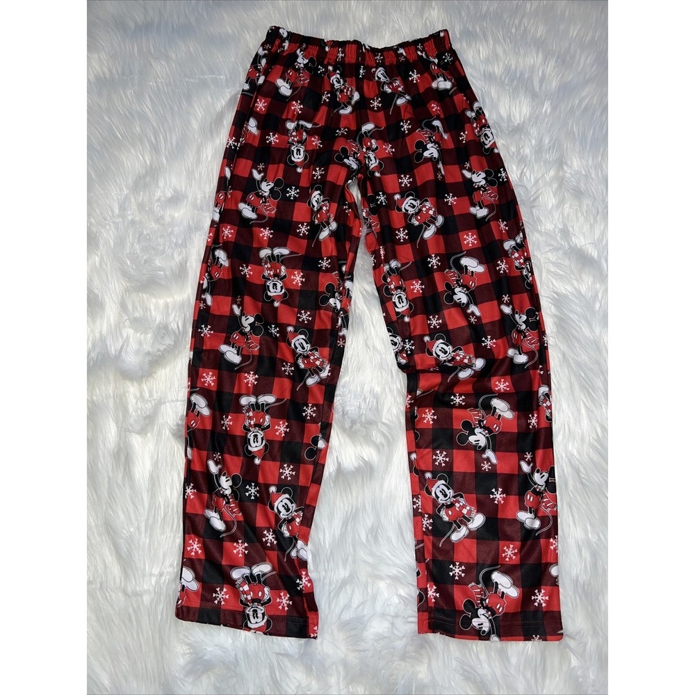 Disney Pajamas Womens M Red Buffalo Plaid Mickey Mouse Christmas 2pc Set NEW - Picture 7 of 9
